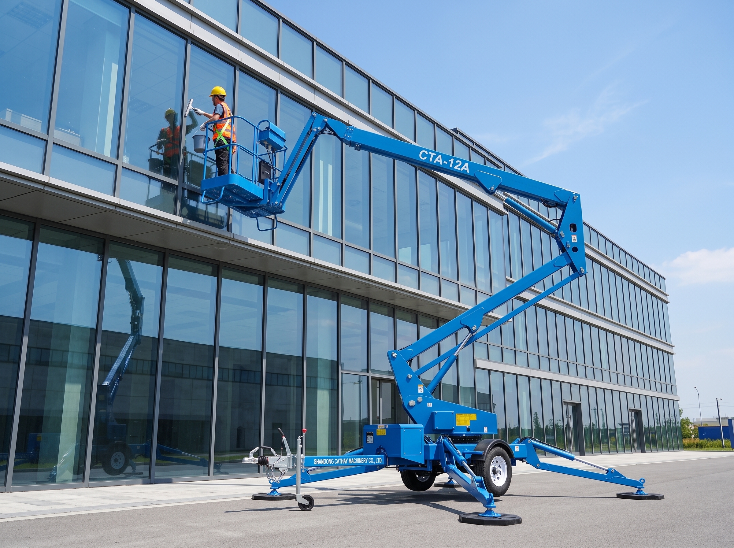 Прицепной подъёмник CATHAYLIFT CTA-12A в работе